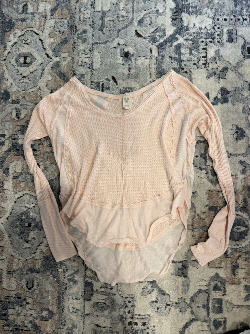 We The Free Pale Pink Long-Sleeve Waffle Knit Top